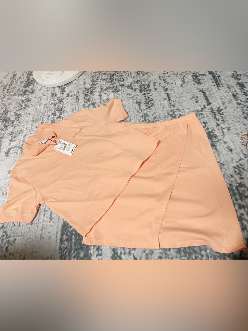 Zara Peach Short Sleeve Top and Skirt Set